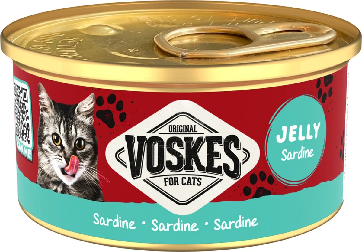 24x Voskes Kattenvoer Nat Gelei Sardine 85 gr
