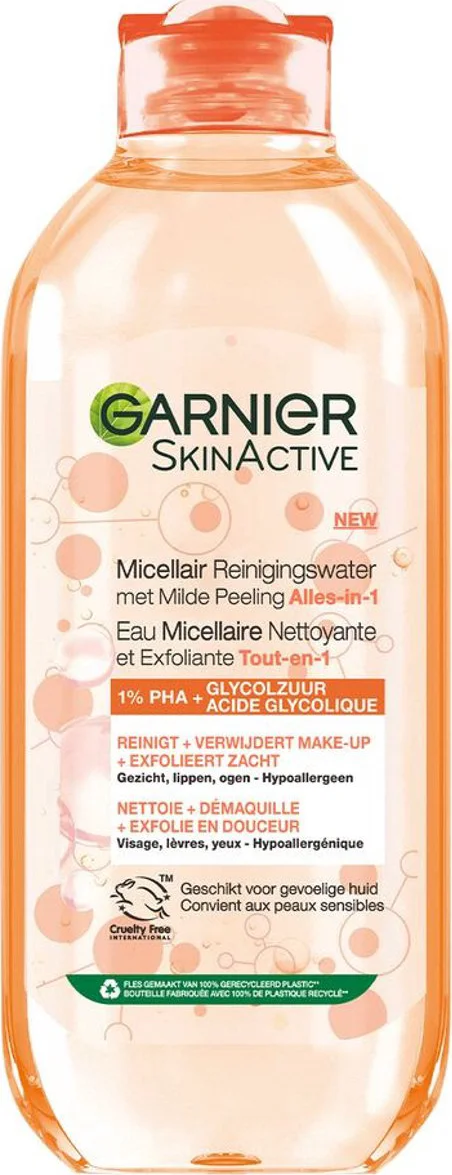 3x Garnier SkinActive Micellair Reinigingswater met Milde Peeling Alles-in-1 400 ml