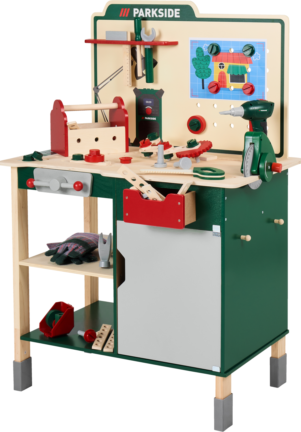 LUPILU Houten speelgoed werkbank, met accessoires, in Parkside-design
