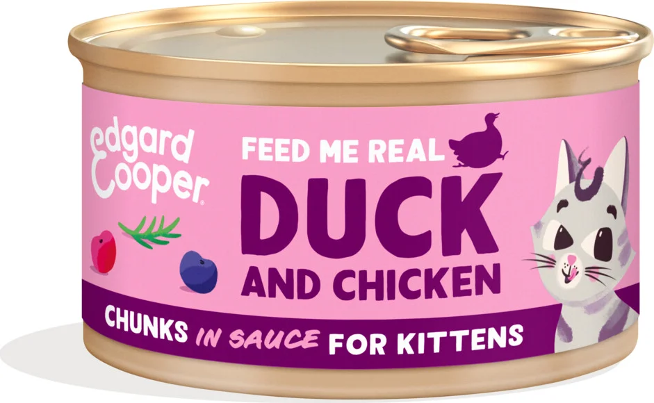 Edgard & Cooper Kattenvoer Kitten Chunks Eend - Kip 85 gr