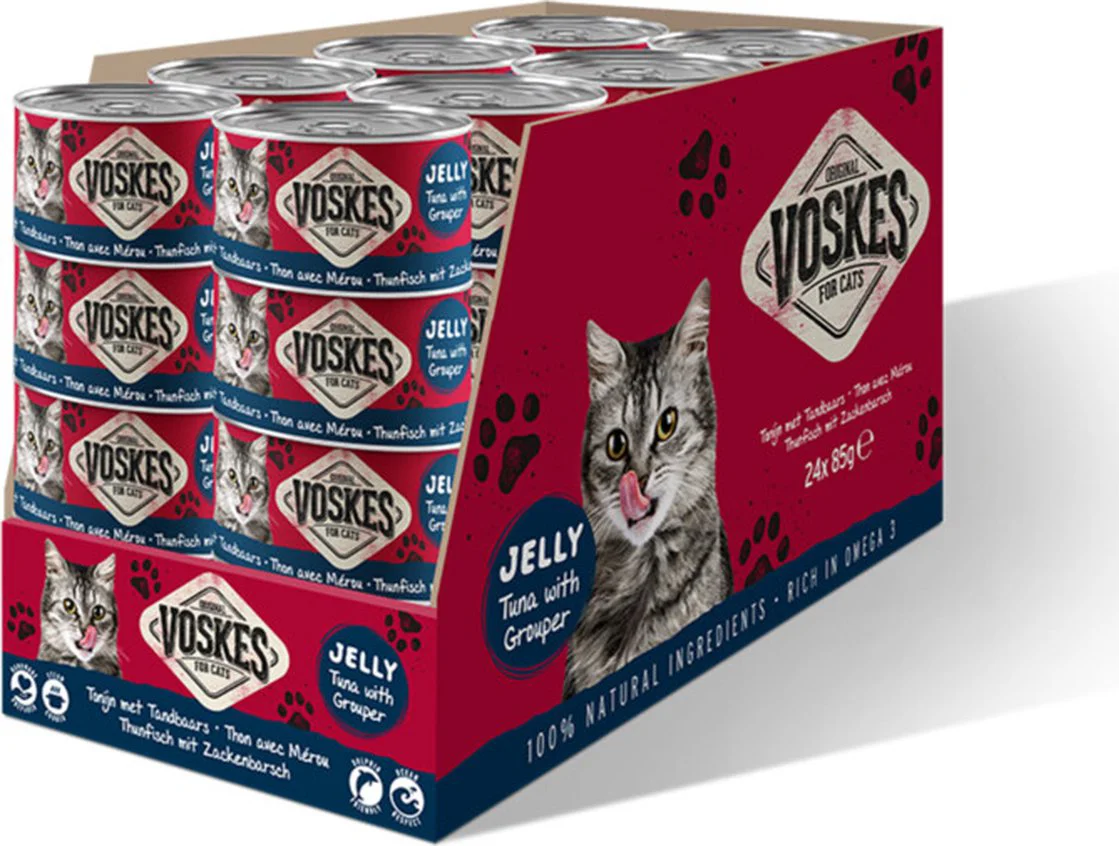 24x Voskes Kattenvoer Nat Tonijn met Tandbaars 85 gr