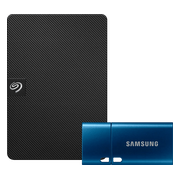 Seagate Expansion Portable 1TB + Samsung USB-C Flash Drive 128GB