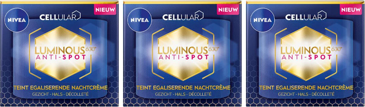3x NIVEA Luminous 630 Nachtcrème Anti-Spot 50 ml