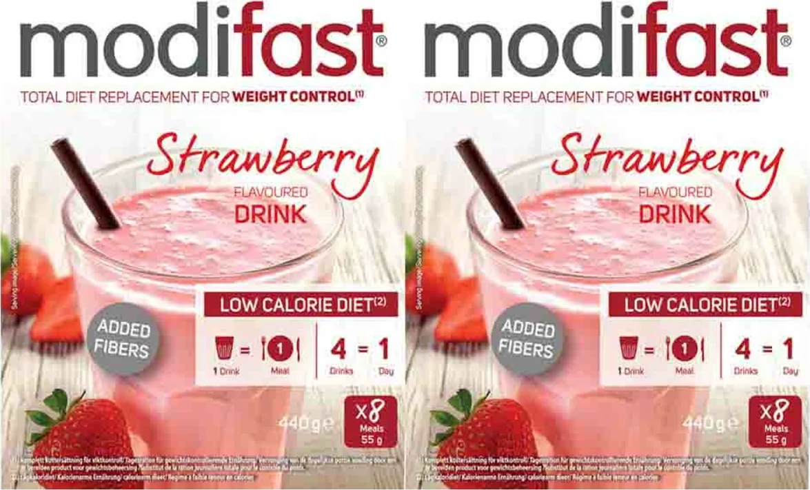 2x Modifast Weight Control Milkshake Aardbei 8 x 55 gr