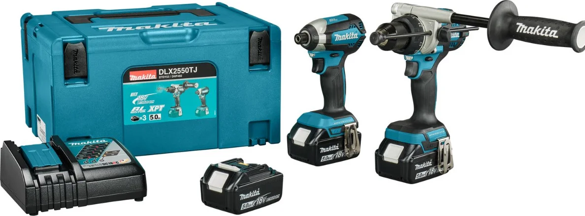 Makita DLX2550TJ Accu combiset 2-delig (DHP492 + DTD153) 18V 5.0Ah in Mbox