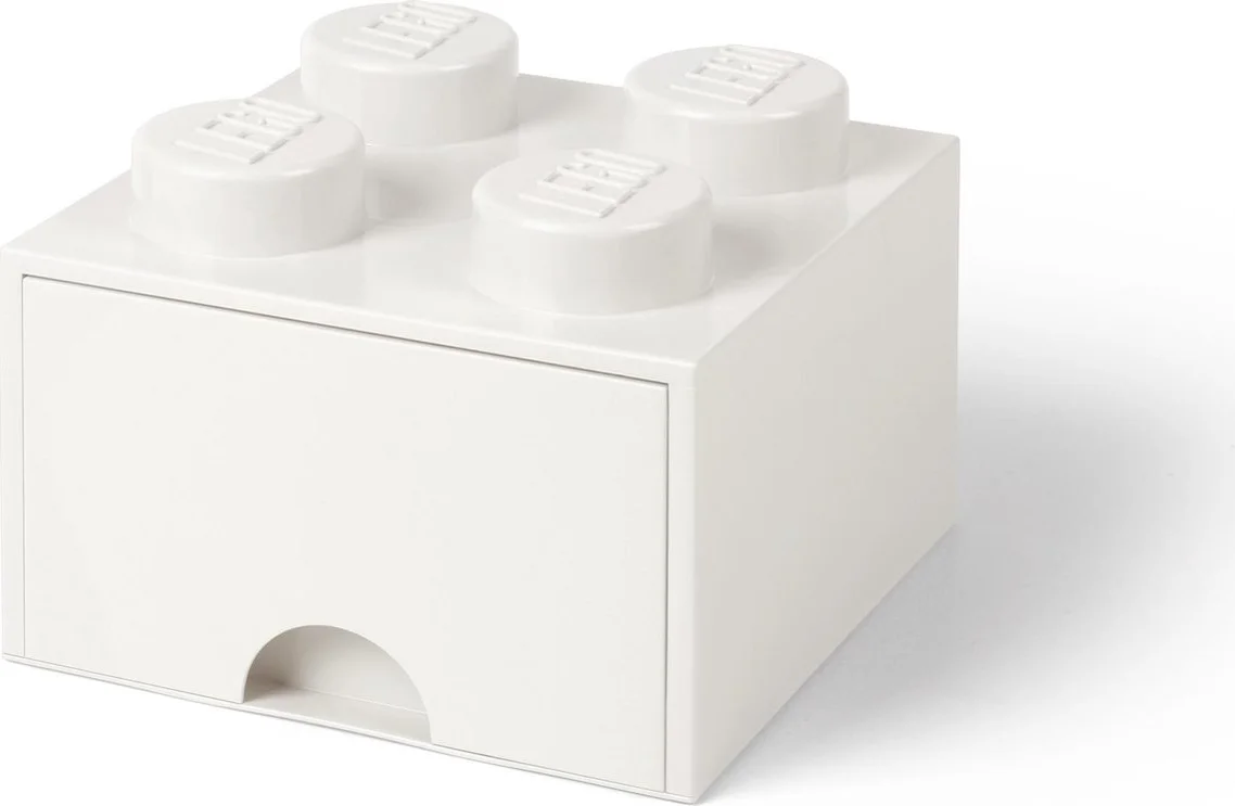 LEGO Opbergsteen met 4 noppen en 1 lade - wit