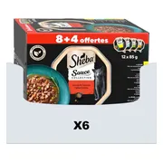 6x Sheba Kattenvoer Nat Sauce Collection Traiteur Selectie Multipack 12x85 gr