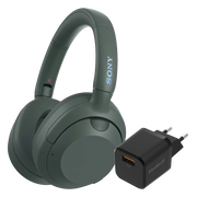 Sony ULT Wear Groen + BlueBuilt Quick Charge Oplader met Usb A Poort 18W Zwart