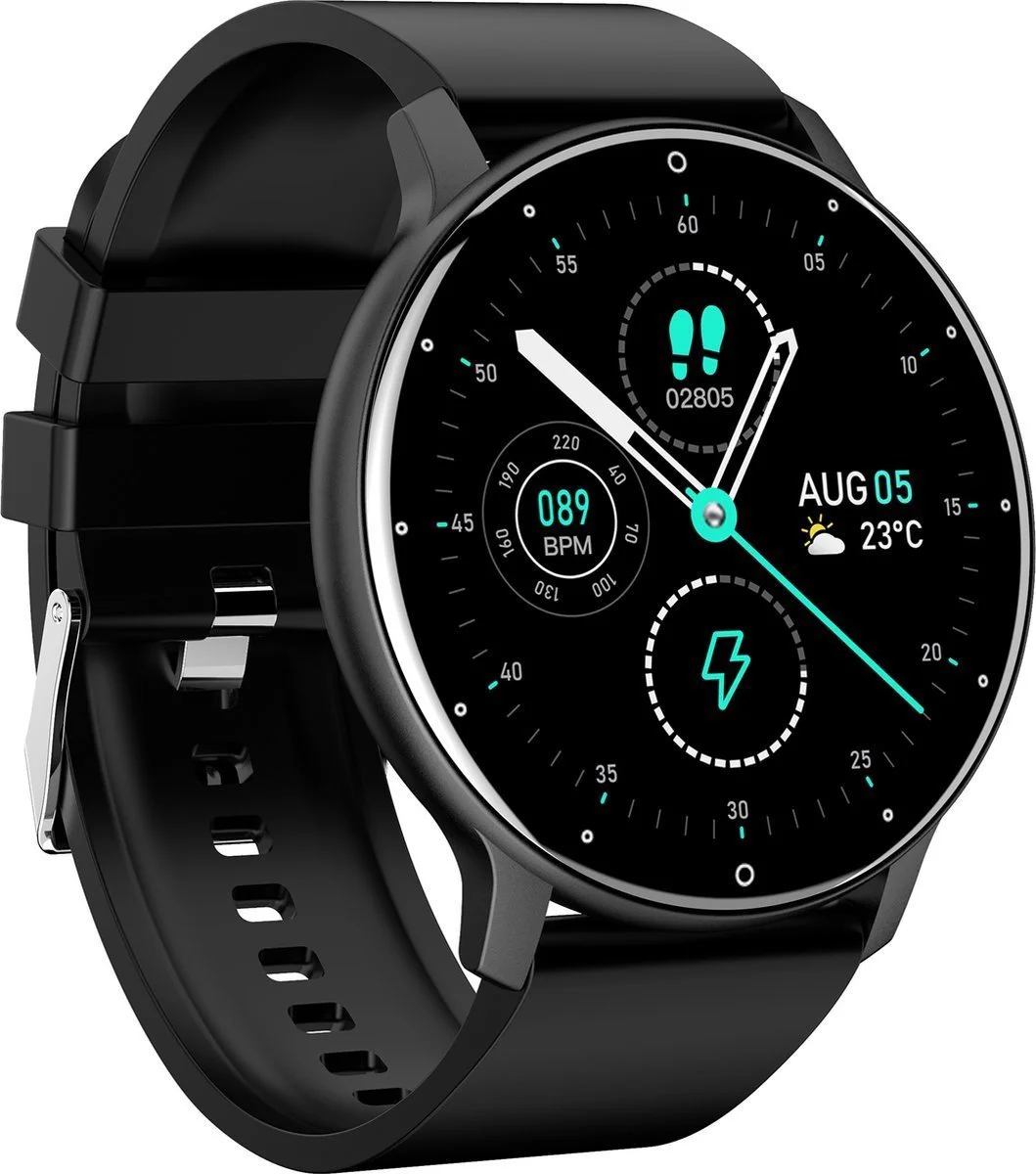 Parya Official Dark Black - Smartwatch - Smartwatch Heren - Smartwatch Dames - Stappenteller Horloge - Smartwatches - Bloeddrukmeter pols - Saturatiemeter - IOS & Android