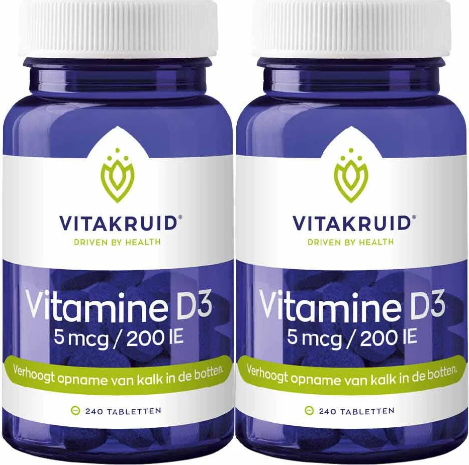 2x Vitakruid Vitamine D3 - 5 mcg 240 tabletten
