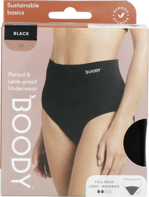 Boody Menstruatieondergoed Tailleslip Zwart Licht Maat XS