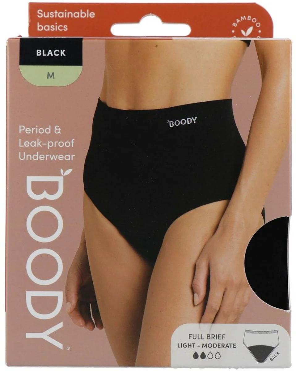 Boody Menstruatieondergoed Tailleslip Zwart Licht/Normaal Maat M