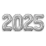 Q2Party - 2025 - New Year - Ballonnen - Set - Zilver - NYE - Versiering - Nieuw Jaar - Decoratie - Happy New Year Ballonnen - XL Formaat