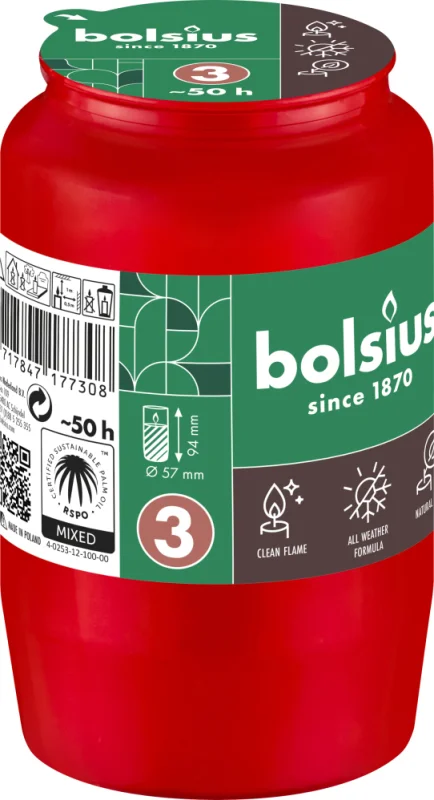 Bolsius Herdenkingslicht nr. 3 Rood
