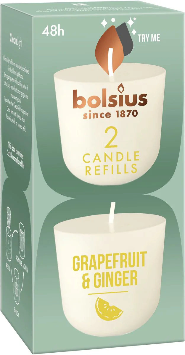 Bolsius Grapefruit & Ginger Candle Refills 2ST