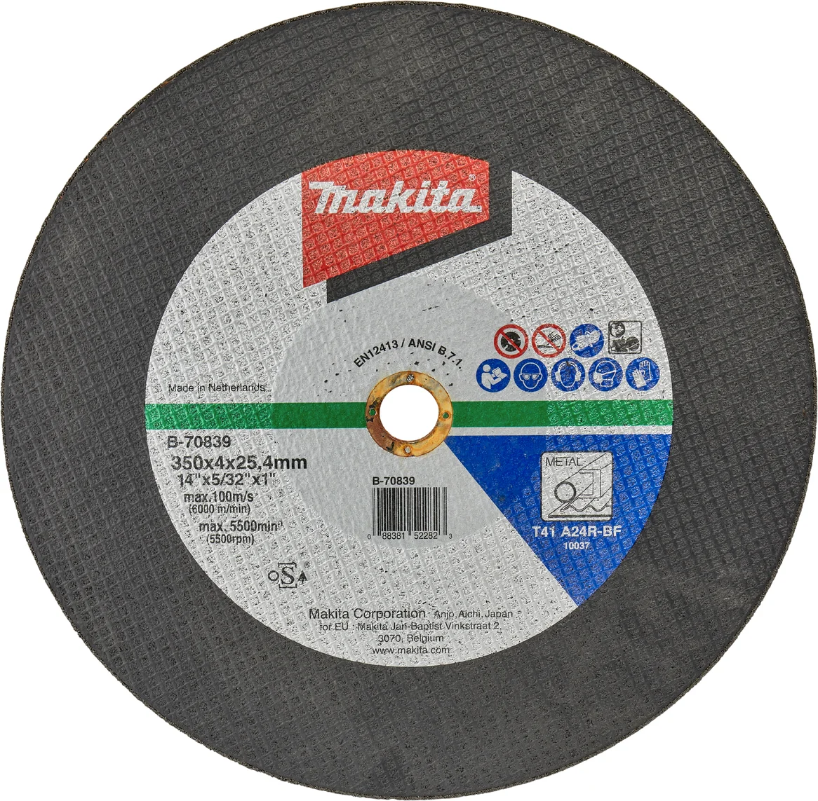 Makita B-70839 Doorslijpschijf Staal | 350 x 25,4 x 4,0 mm