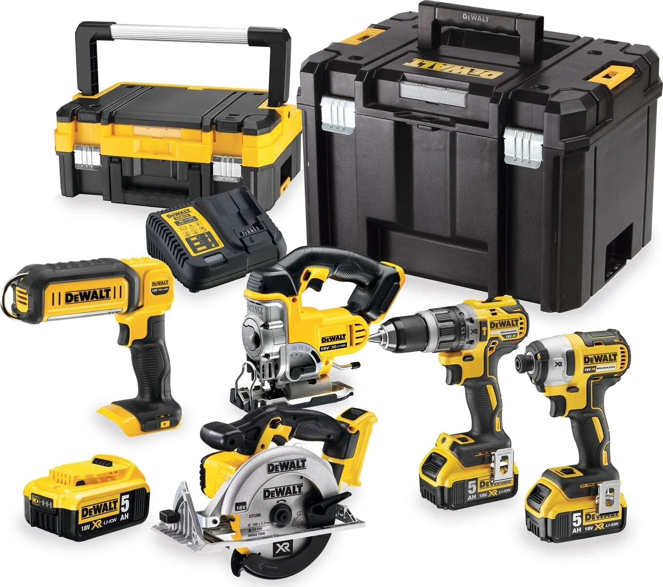 DeWALT DCK551P3T Accu combiset 5-delig 18V XR 5.0Ah in TSTAK