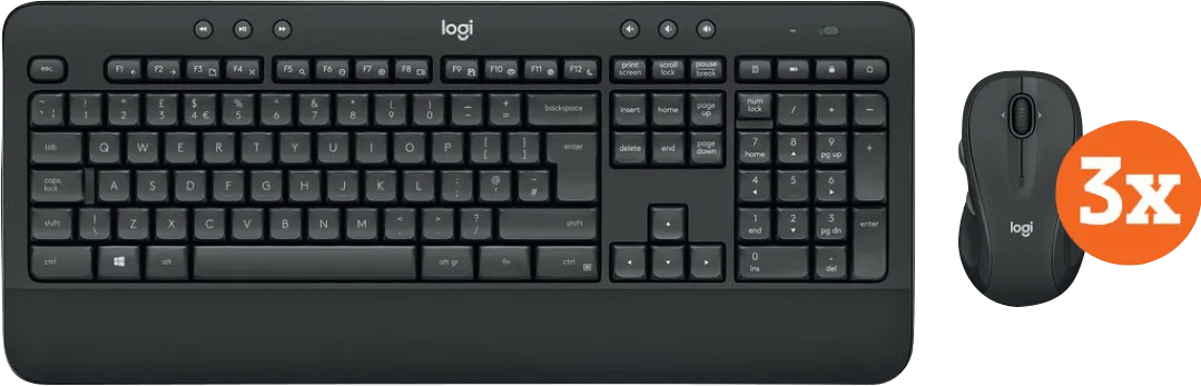 Logitech MK545 Draadloze Toetsenbord en Muis QWERTY 3-Pack