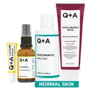 Q+A Normal Skin - Reinigingsgel 1x 125 ml & Toner 1x 100 ml & Gezichtsserum 1x 30 ml & Oogserum 1x 15 ml - Pakket
