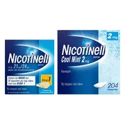 Nicotinell Combineer Pleister 21 mg (7st) en Kauwgom Cool Mint 2 mg (204st) - 2 Stuks