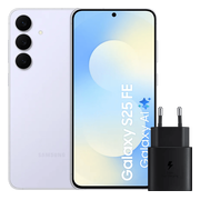 Samsung Galaxy S25 FE 128GB Lichtblauw 5G + Samsung Oplader 25 Watt Zwart