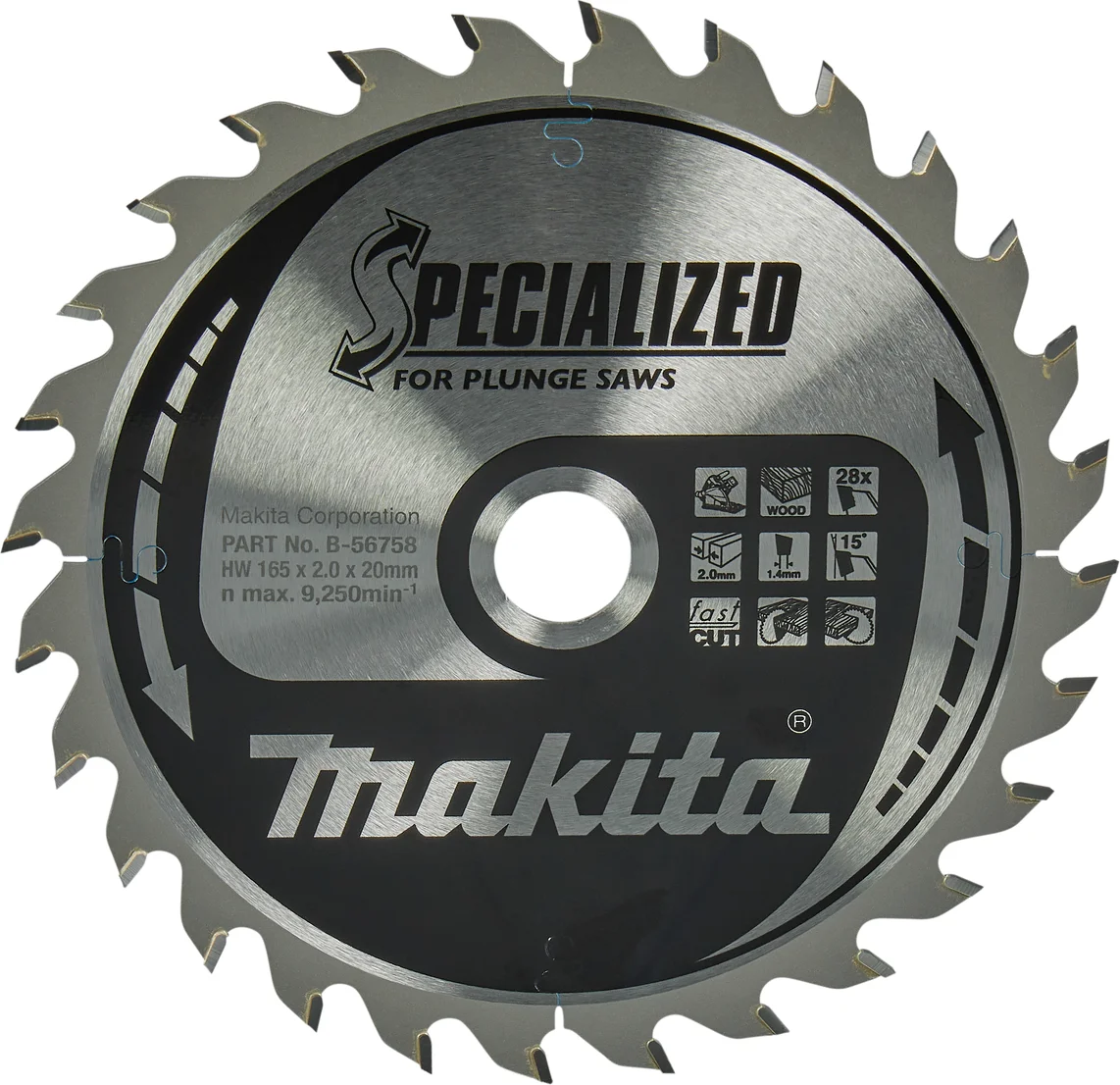 Makita B-56758 Invalcirkelzaagblad hout | Specialized | 165 x 20 mm | 28-tands