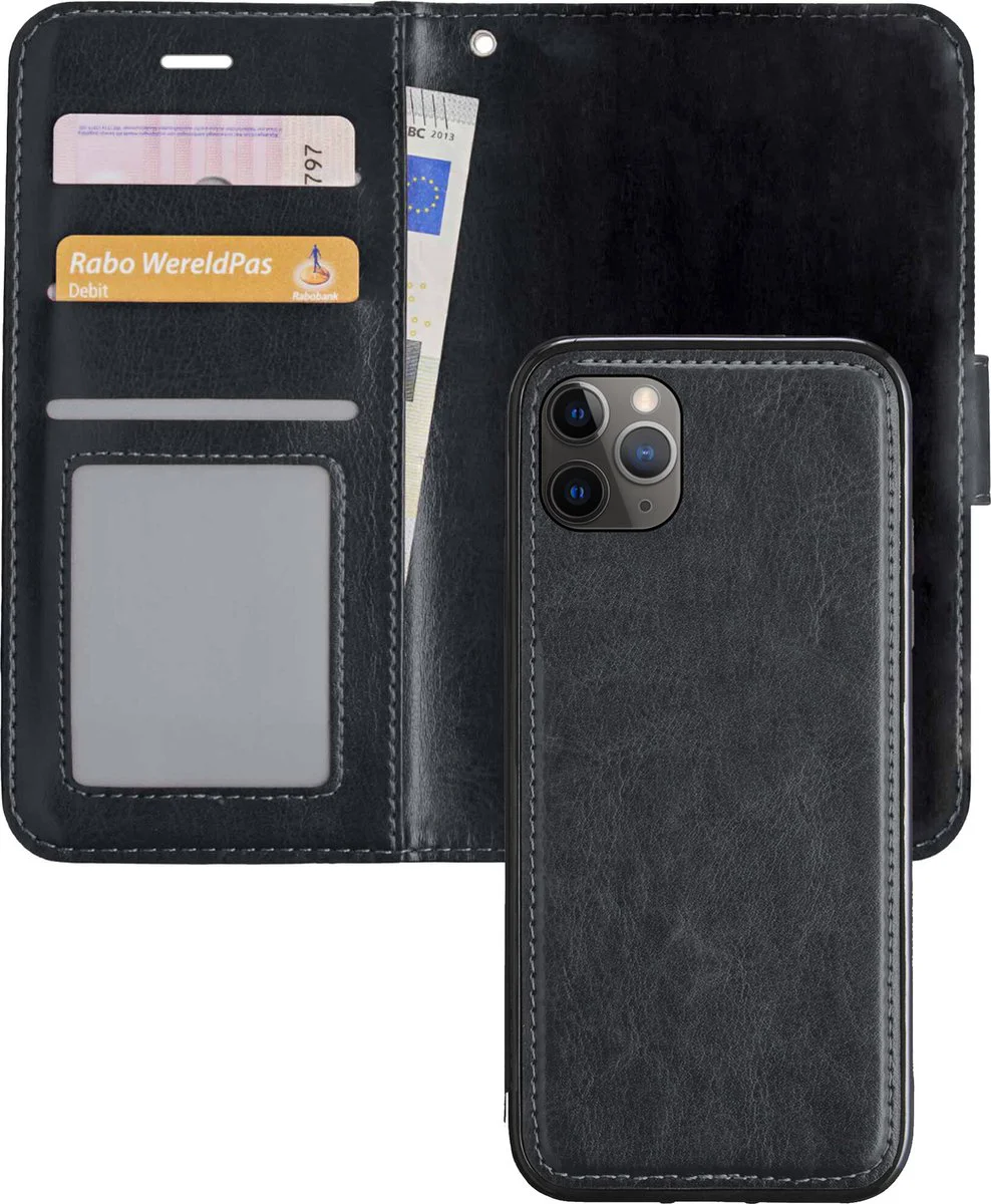 Hoesje - 2 in 1 - Geschikt voor Apple iPhone 11 Pro Max - Met Uitneembare Hard Cover - Kunstleer - Bookcase - Wallet Case - Met Pasjeshouder - Book Case - Uitneembaar - Pashouder - Telefoonhoes - Zwart