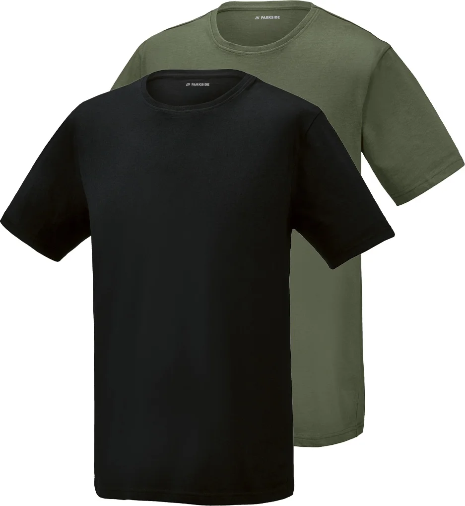 PARKSIDE Set van 2 heren T-shirts (Zwart/groen, S)