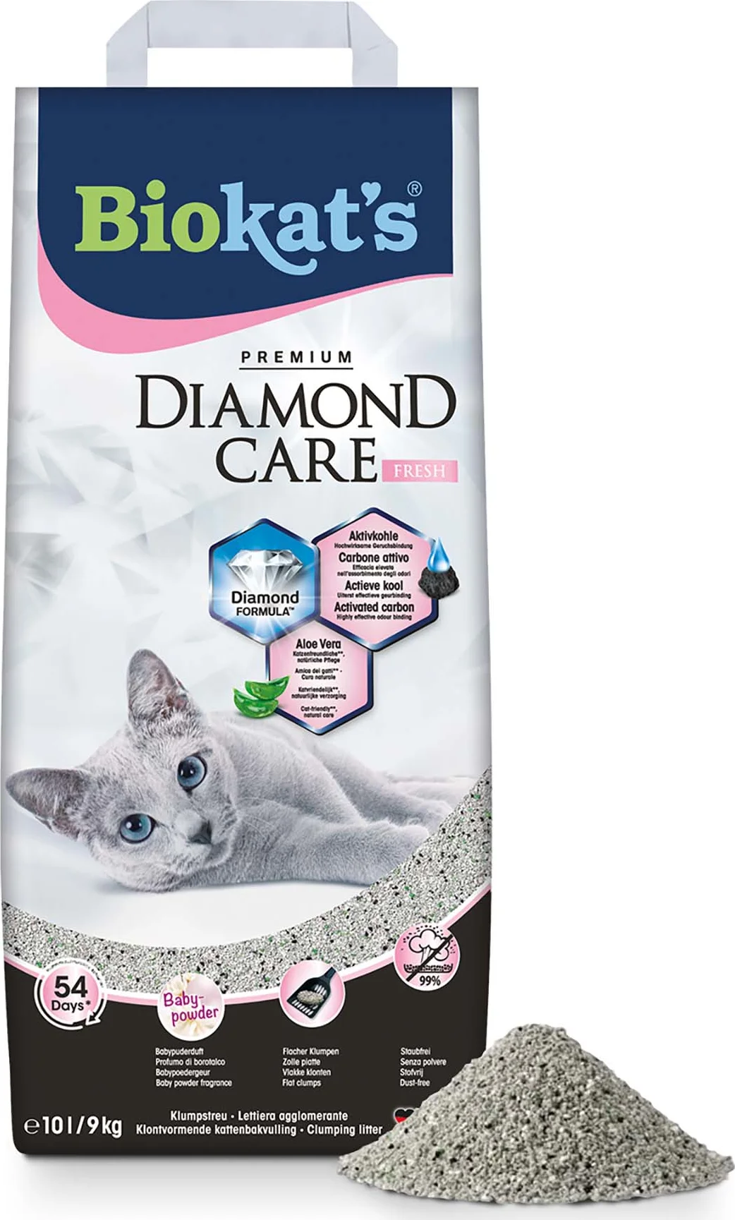 Biokat's Diamond Care Fresh - 10 L - Kattenbakvulling - Klontvormend - Babypoeder geur - Actieve kool