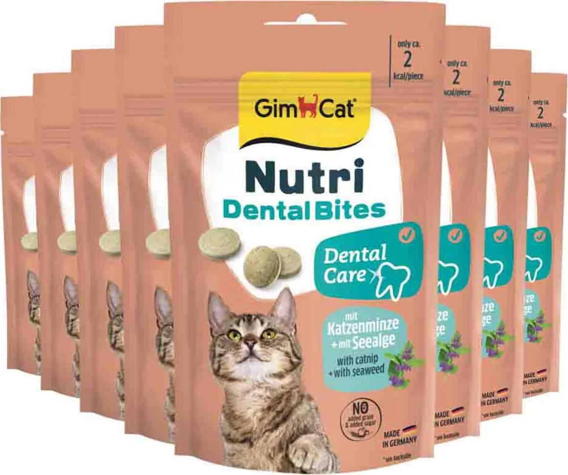 8x GimCat Kattensnack Nutri Dental Bites 40 gr