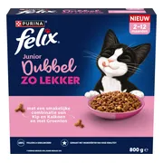 Felix Kattenvoer Droog Dubbel Zo Lekker Junior Kip, Kalkoen, Melk en Groenten 800 gr