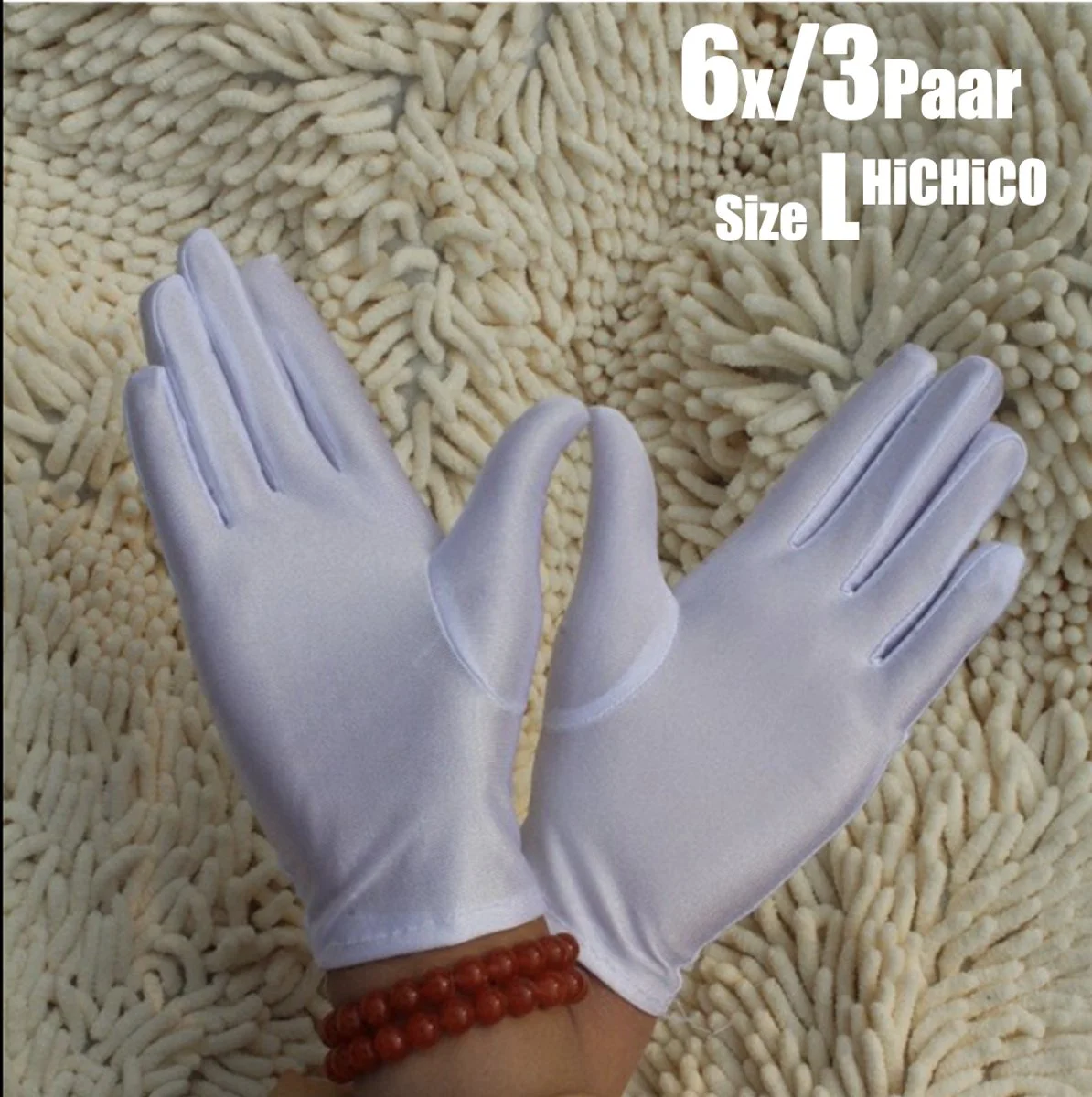 Vrouwelijke Handschoen - Dames Handschoen nieuw en hoge kwaliteit - Katoenen Handschoenen - Gezondheidszorg - Ziekenhuis - Beauty Center, Kapper - Jewelry - Gloves Cotton - Jewelry Glove - WIT Maat L 6Stuks/3Pairs
