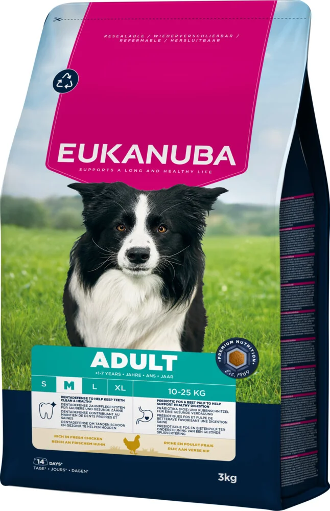3x Eukanuba Hondenvoer Droog Life Care Dog Adult Medium Kip 3 kg