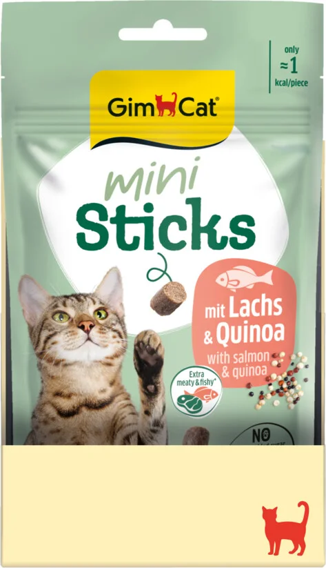 12x GimCat Mini Sticks Kattensnack Zalm & Quinoa 50 gr