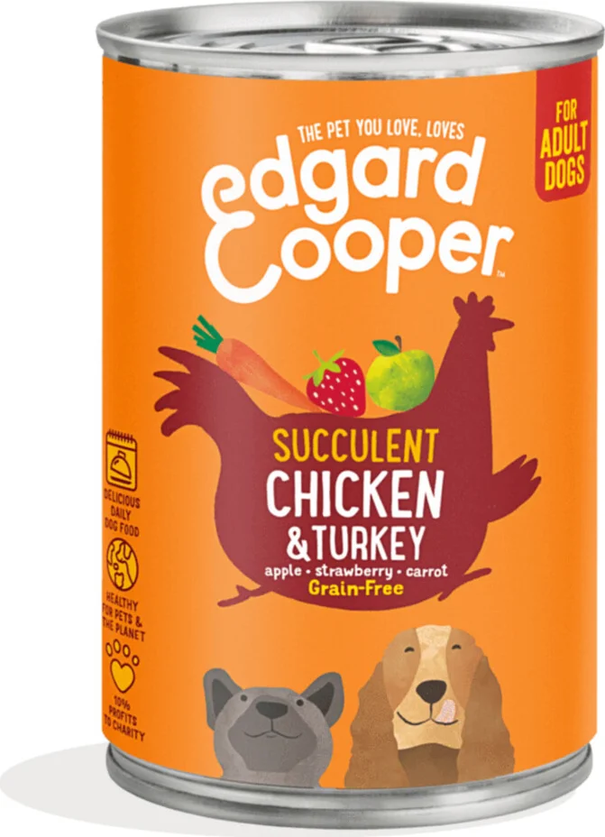 Edgard & Cooper Blik Vers Vlees Hondenvoer Kip - Kalkoen 400 gr