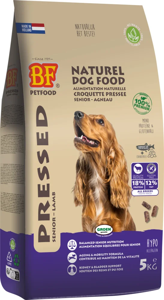 4x BF Petfood Geperst Hondenvoer Senior 5 kg
