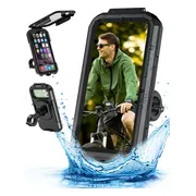 iSetchi Telefoonhouder Fiets Waterdicht - Drie Stuur Adapters - Anti-Schok Laag - Universeel - Smartphone GSM Mobiel Houder - Motor, Fiets & Scooter spiegel