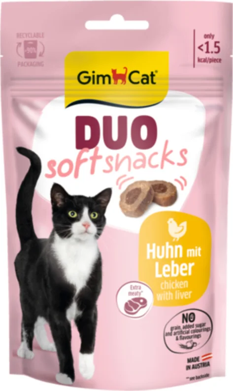 12x GimCat Duo Kattensnack Kip & Lever 50 gr