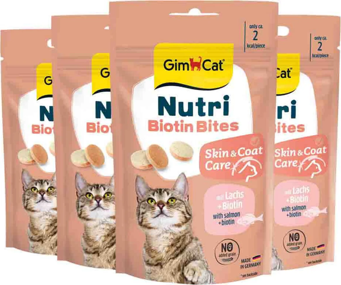 4x GimCat Kattensnack Nutri Biotin Bites 40 gr