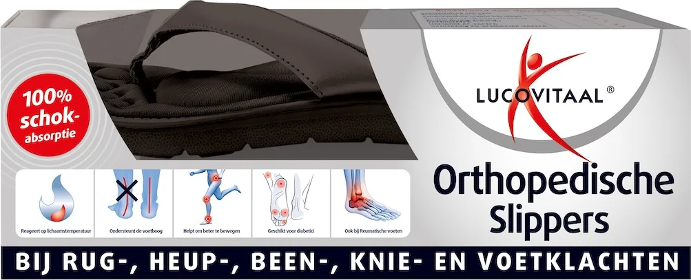 Lucovitaal Orthopedische Slipper Zwart Maat 45-46 1 paar