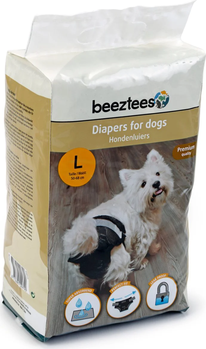 Beeztees Hondenluiers L - Loopsheidbroekje Hond - Zwart - 10ST