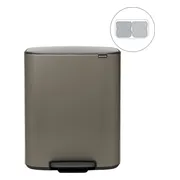 Brabantia Bo Pedal Bin 2 x 30 Liter Platinum