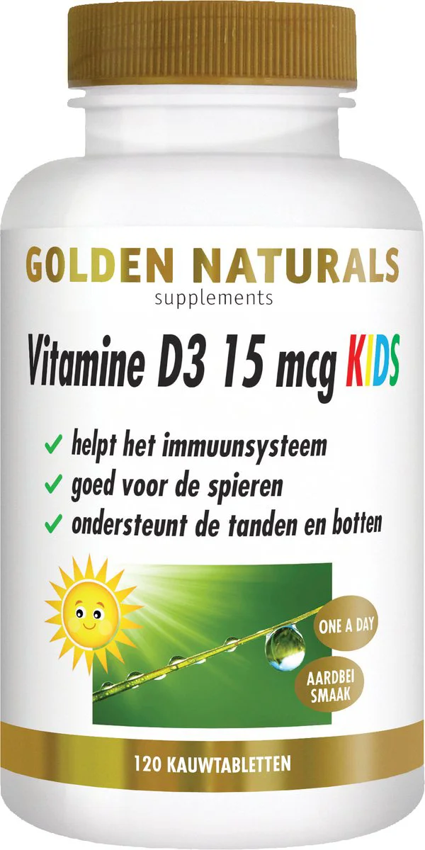 Golden Naturals Vitamine D3 15 mcg Kids Kauwtabletten 120KTB
