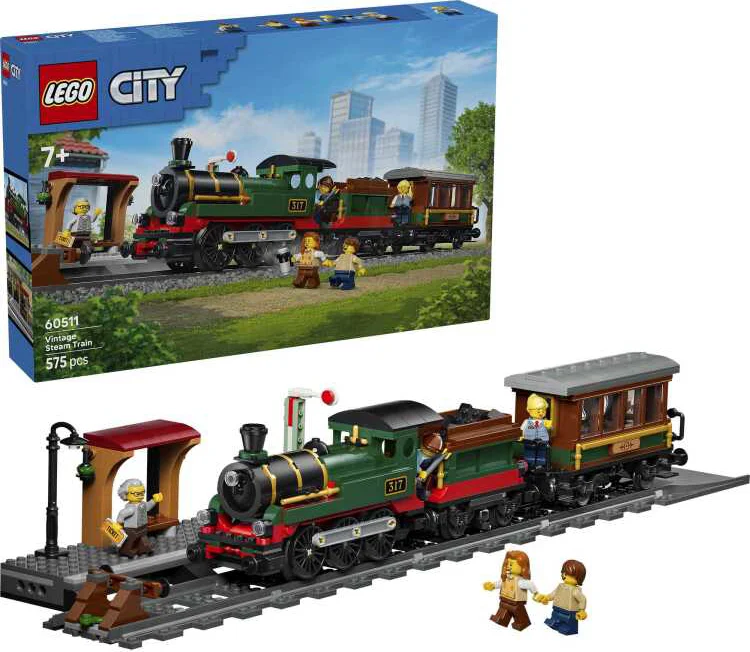 LEGO City Vintage Stoomtrein Trein Speelgoed voor Kinderen van 7 Jaar en Ouder - 60511
