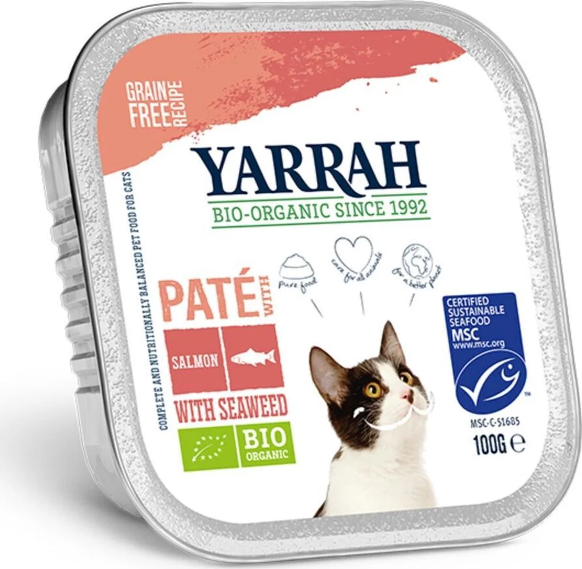 16x Yarrah Bio Kattenvoer Paté Zalm 100 gr