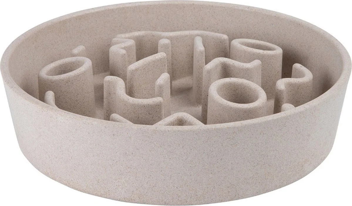 District 70 Bamboo Slowfeeder Beige - Hondenvoerbak - Ø28 cm