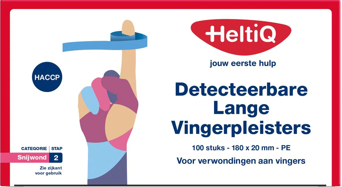 Heltiq Detecteerbare Lange Vingerpleisters Pe 180x20mm 100ST