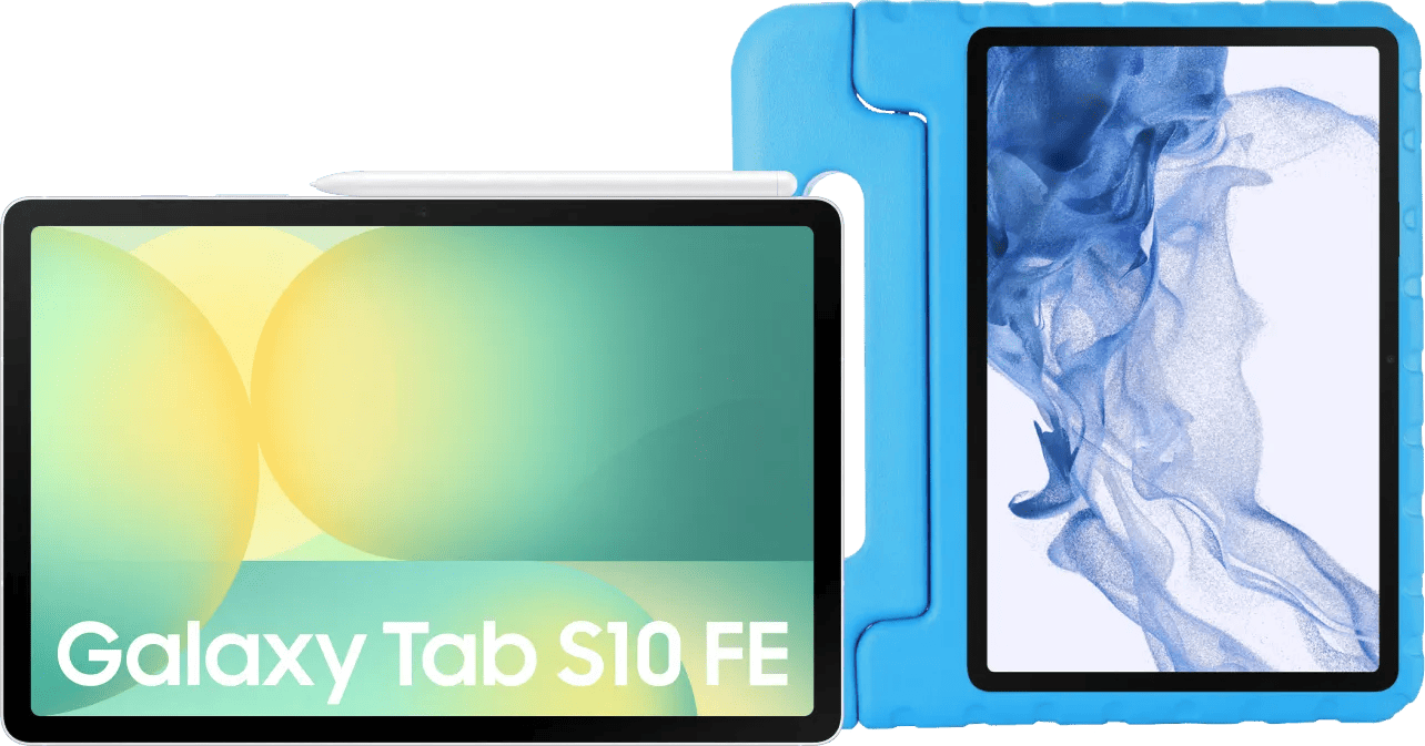 Samsung Galaxy Tab S10 FE 10,9 inch 256GB Wifi Zilver + Just in Case Kids Cover Blauw