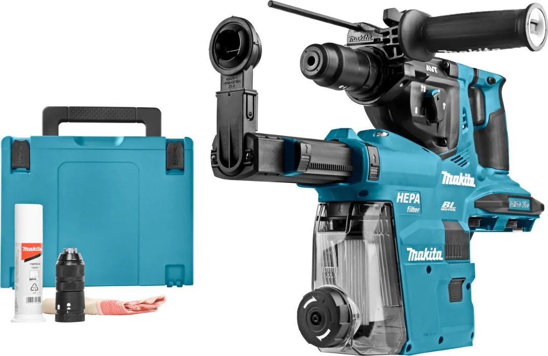 Makita DHR281ZWJ Accu combihamer SDS-Plus 2,9J + snelwisselboorkop + stofafzuiging 2x18V Basic Body in Mbox