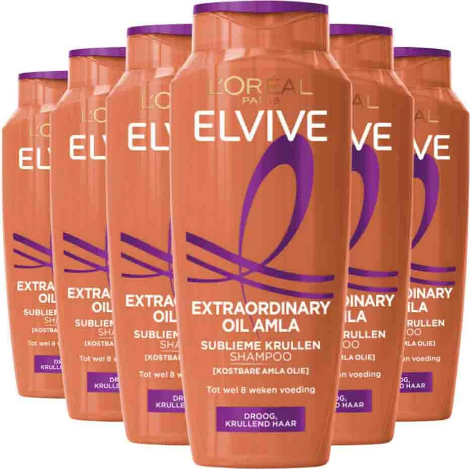 6x L'Oréal Elvive Extraordinary Oil Krulverzorging Shampoo 250 ml